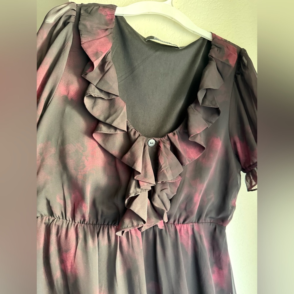 NWOT Disturbia Vesta Chiffon Ruffle Mini Dress 🩸 - Picture 7 of 9